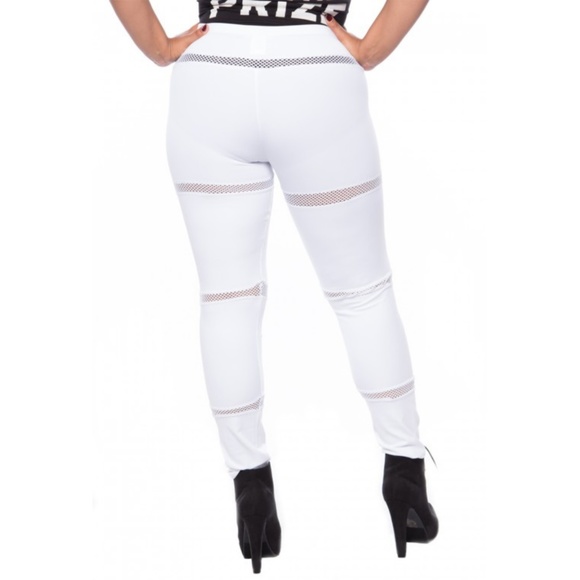 1x-3x New Plus Size Contrast White Leggings - Picture 3 of 8